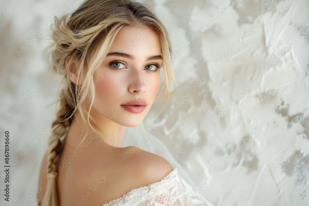 Beautiful Blonde Woman Fashion Portrait with Makeup and Hairstyle Beautiful Blonde Woman Fashion Portrait with Makeup and Hairstyle