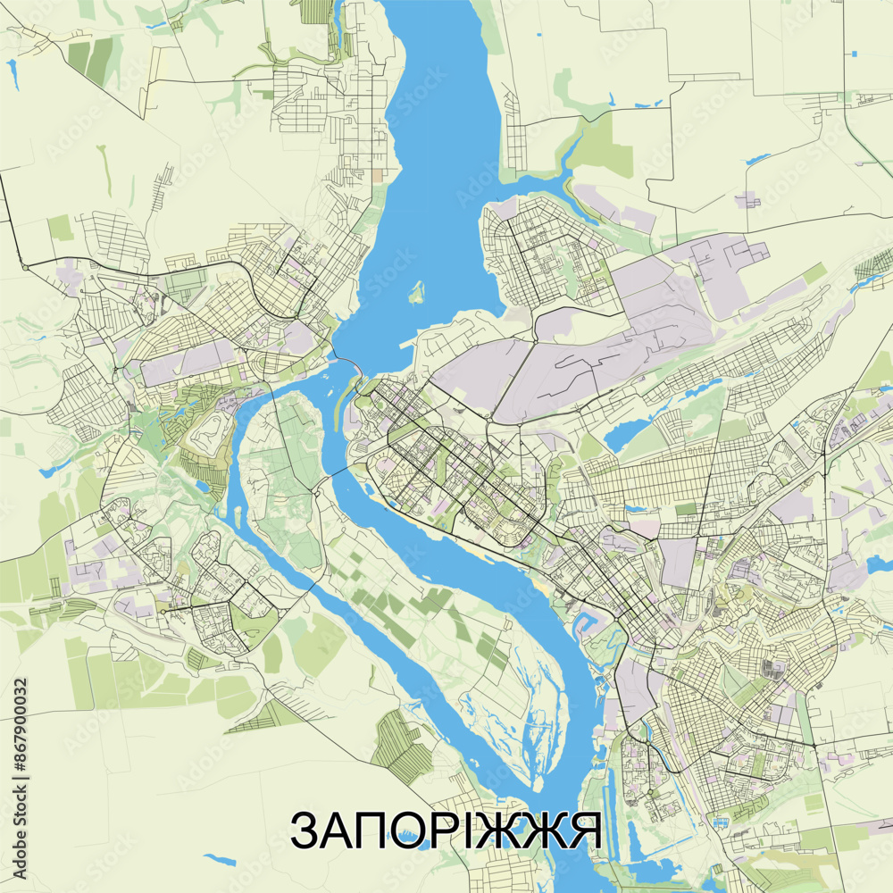 Fototapeta premium Zaporizhzhia, Ukraine map poster art