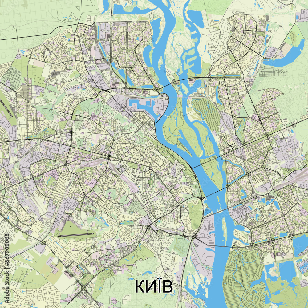 Obraz premium Kyiv, Ukraine map poster art