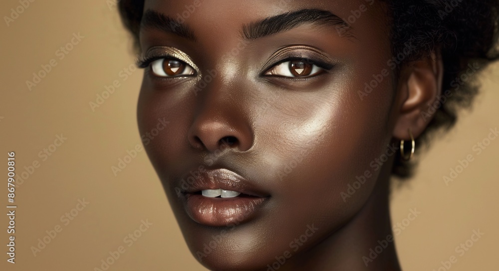 Close-up Portrait of a Woman with Brown Eyes and Lips Close-up Portrait of a Woman with Brown Eyes and Lips