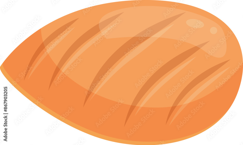 Cartoon icon of grilled chicken fillet representing healthy eating habits Cartoon icon of grilled chicken fillet representing healthy eating habits