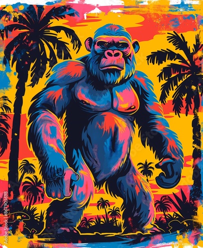 Ape graphic, monkey, gorilla,Ape t-shirt graphic, tvibrant graphic, monkey graphic, gorilla graphic, abstract graphic, colorful graphic, colorful animal graphic, abstract animal graphic photo