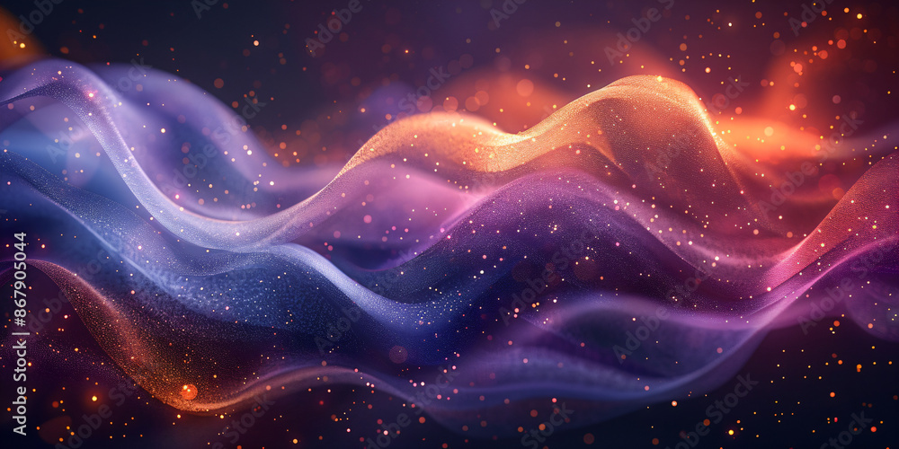 Abstract colorful waves and sparkling particles in a cosmic background Abstract colorful waves and sparkling particles in a cosmic background