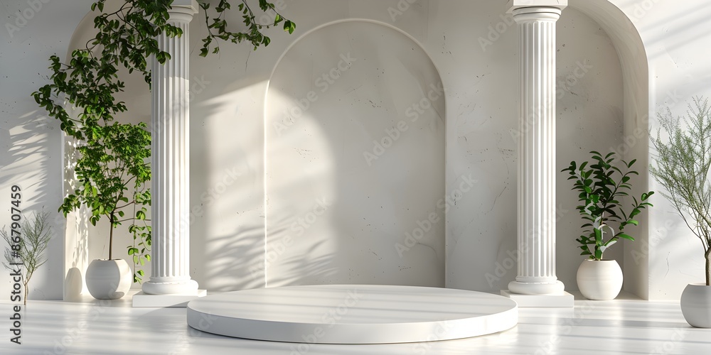 Background podium column 3d roman luxury greek white ancient display product classic. Podium platform background column pillar stage minimal stand beauty design greece render scene plant cosmetic rome Background podium column 3d roman luxury greek white ancient display product classic. Podium platform background column pillar stage minimal stand beauty design greece render scene plant cosmetic rome