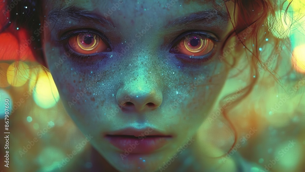 SF風女性の顔ポートレート,Generative AI AI画像 SF風女性の顔ポートレート,Generative AI AI画像