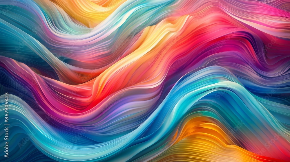 Colorful abstract wavy patterns with vibrant hues, digital art background Colorful abstract wavy patterns with vibrant hues, digital art background