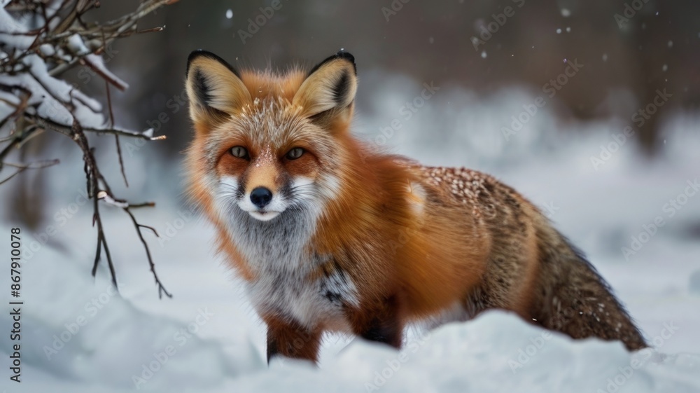 a red fox in the snow a red fox in the snow