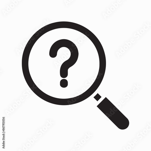 magnifying glass with question mark icon vector