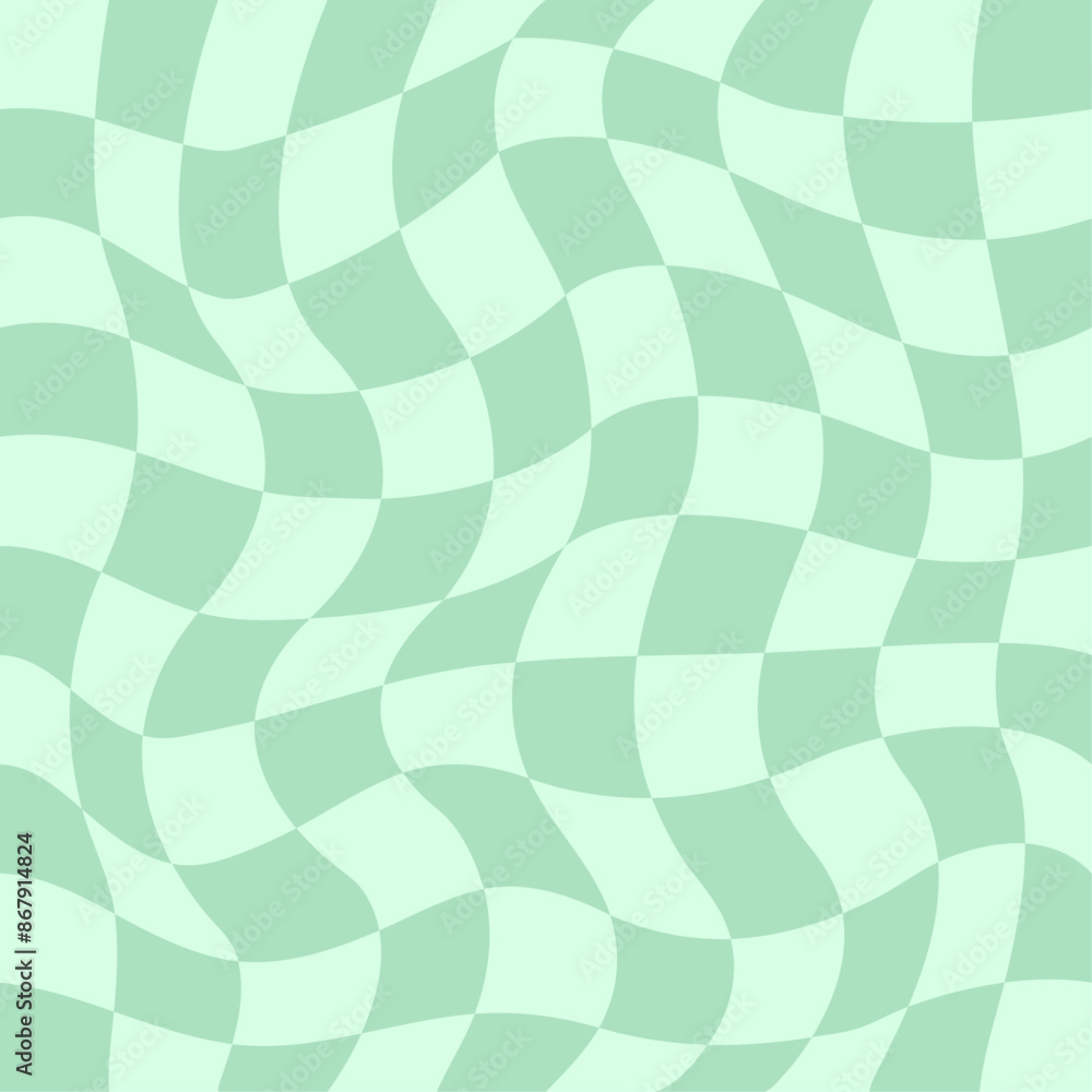 Distorted checkered pattern. Groovy retro hippie seamless pattern. Retro style psychedelic Trendy 70s style. Trippy checkerboard Vintage background. Distorted geometric pattern. Abstract monochrome.