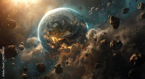 Fiery Apocalypse: Asteroids Rain Down on a Burning Planet