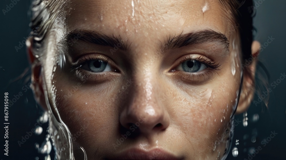 a woman with water dripping from her face a woman with water dripping from her face