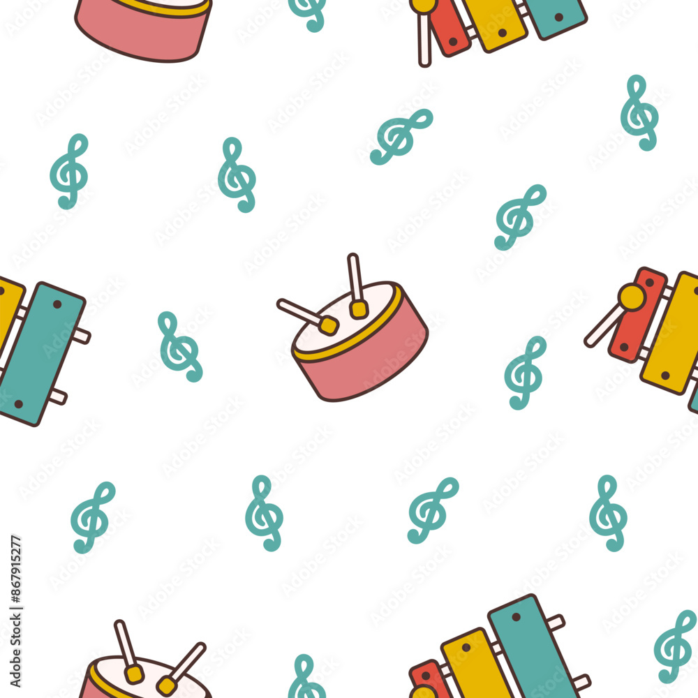 Obraz premium Musical instruments. Seamless pattern. Music stuff for classical orchestra. Hand drawn style. Vector drawing. Design ornaments.