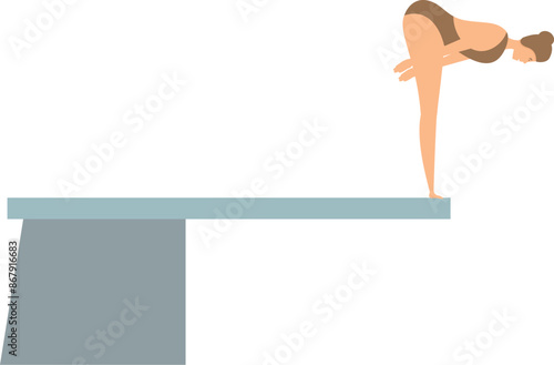 Young woman diver is preparing to jump from the springboard