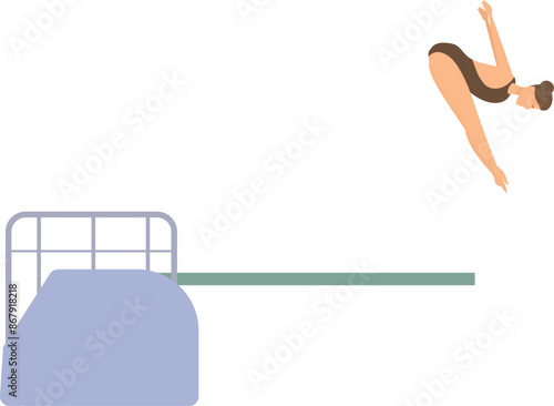 Young woman diving from the springboard in a swimming pool