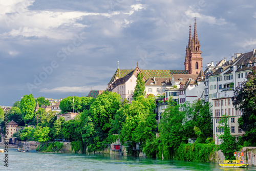 Basel city with a large church and a castle