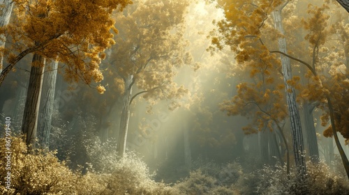 Rococo styled forest with gold and white hues