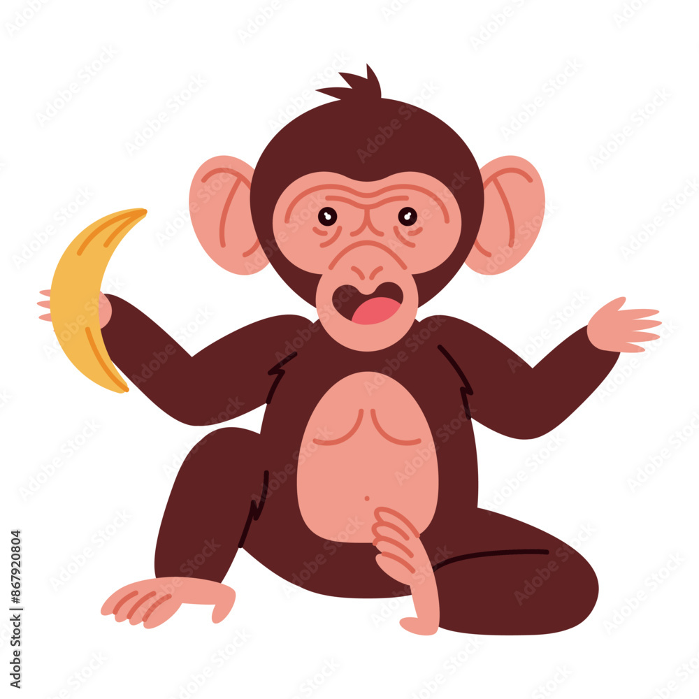 cartoon baby chimpanzee holding a banana cartoon baby chimpanzee holding a banana