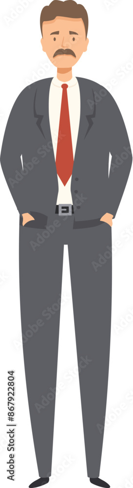 Businessman is standing with his hands in his pockets, conveying an air of confidence and professionalism Businessman is standing with his hands in his pockets, conveying an air of confidence and professionalism