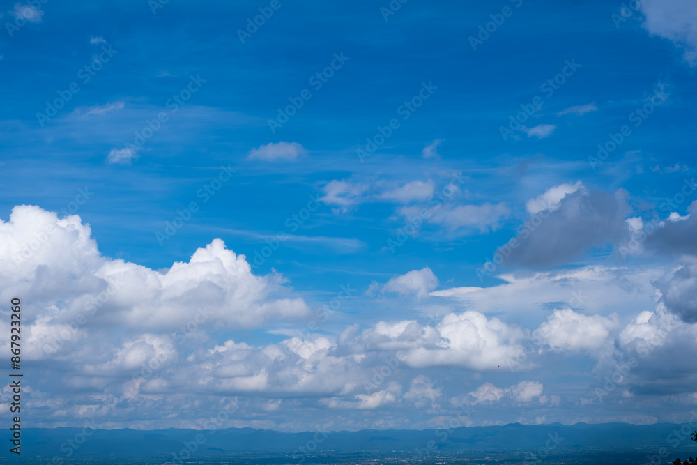 A clear blue sky with a few clouds A clear blue sky with a few clouds