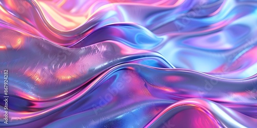 Wallpaper Mural Liquid shapes abstract holographic 3D wavy background Torontodigital.ca
