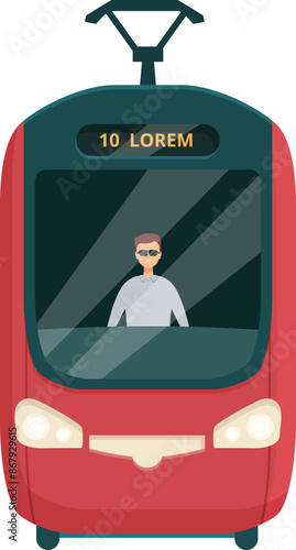 Tram driver is driving a modern tramway, providing urban public transportation