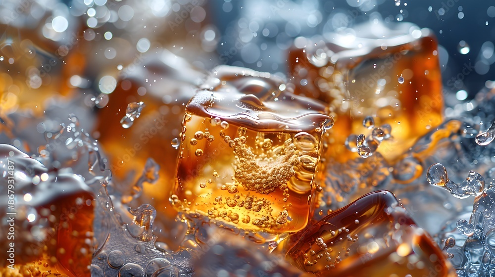 Ice cubes in carbonated drink Ice cubes in carbonated drink