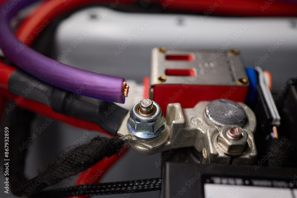 Professional electric circuit maintenance technician is repairing wiring and fuse box Professional electric circuit maintenance technician is repairing wiring and fuse box