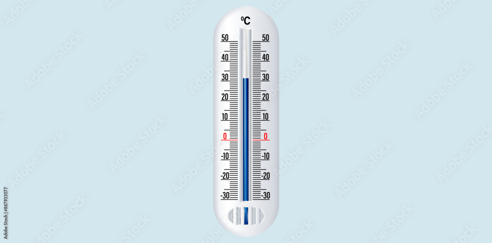 Realistic Weather Thermometer With Celsius And Fahrenheit Scale Vector Illustration. Realistic Weather Thermometer With Celsius And Fahrenheit Scale Vector Illustration.