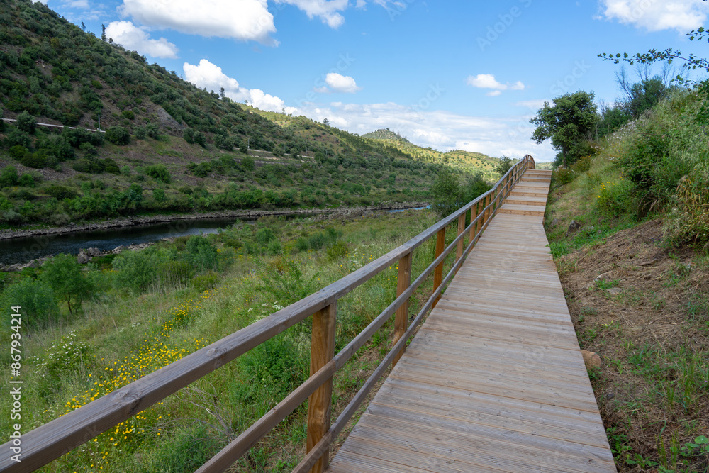 Wooden structure path on Nisa s walkways at Barca da amieira do tejo Wooden structure path on Nisa s walkways at Barca da amieira do tejo