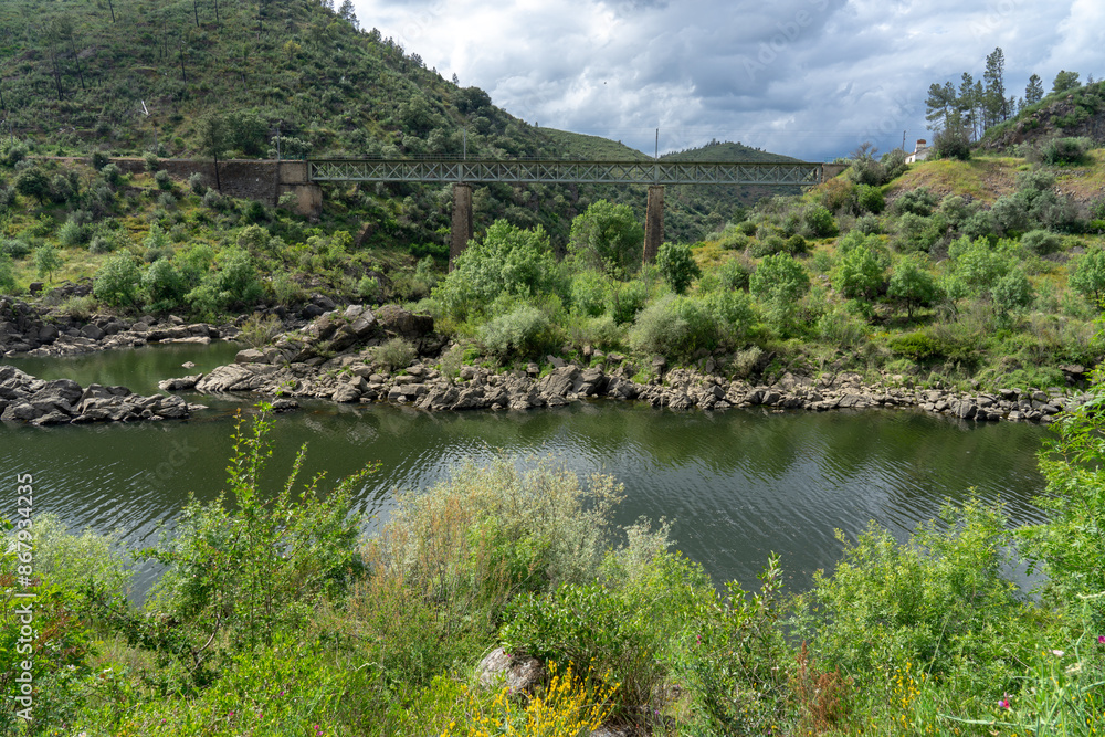 Railway bridge under the river Ocreza, Amieira do tejo, fratel District of Castelo Branco Railway bridge under the river Ocreza, Amieira do tejo, fratel District of Castelo Branco