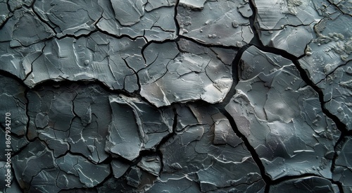 Close Up of Cracked Grey Clay Soil Surface