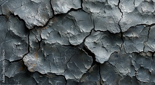 Close Up of Cracked Grey Clay Soil Surface