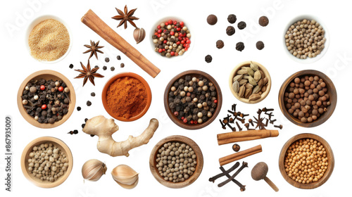 Fototapeta Naklejka Na Ścianę i Meble -  Various spices on white background