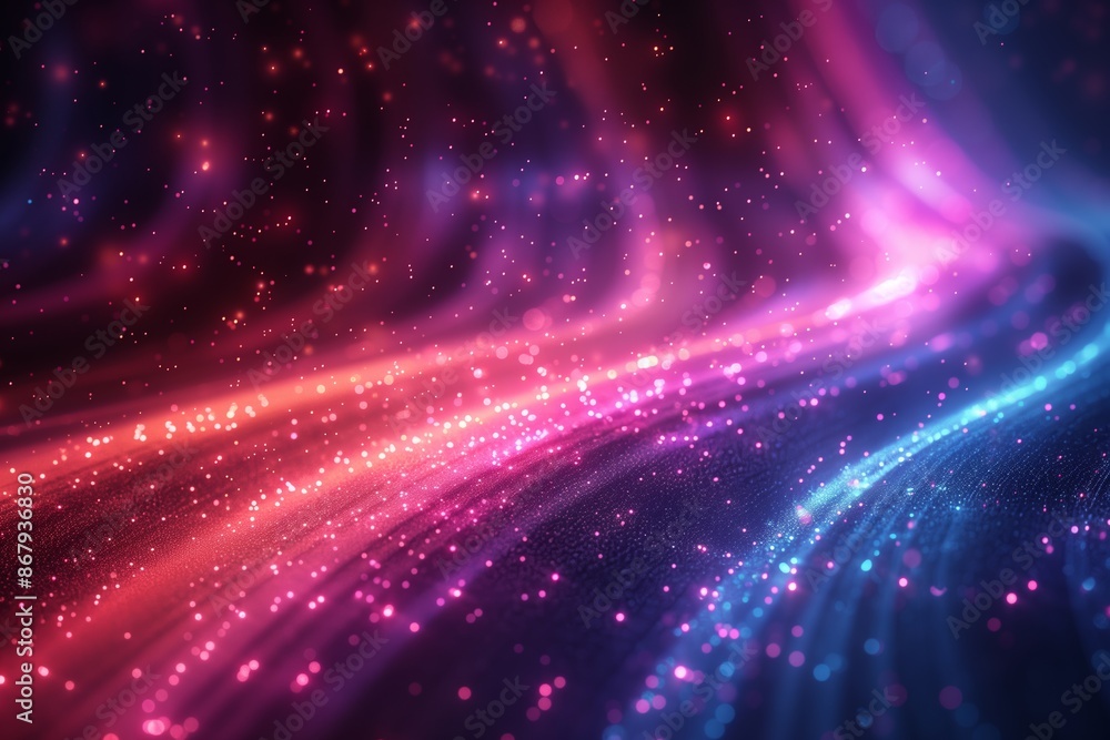 Abstract Pink And Blue Glowing Lines With Glitter On A Dark Background Abstract Pink And Blue Glowing Lines With Glitter On A Dark Background