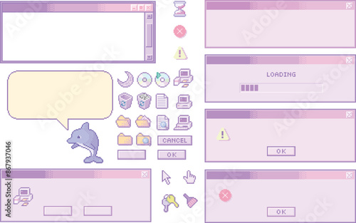 ノスタルジックなWindows 98風のドット絵フレーム素材集