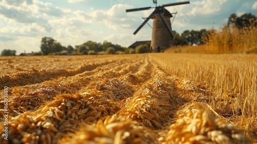 Recently milled oats at a functioning windmill photo