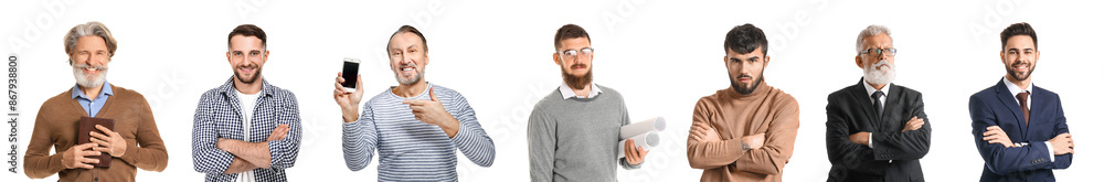 Set of bearded men on white background Set of bearded men on white background