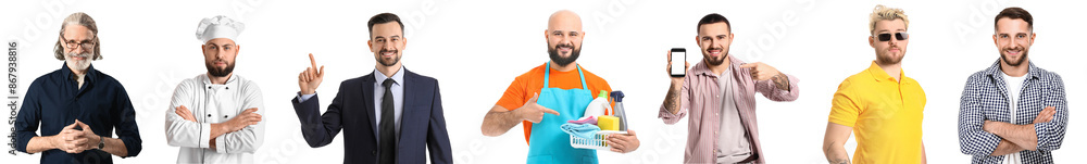 Collection of bearded men on white background Collection of bearded men on white background