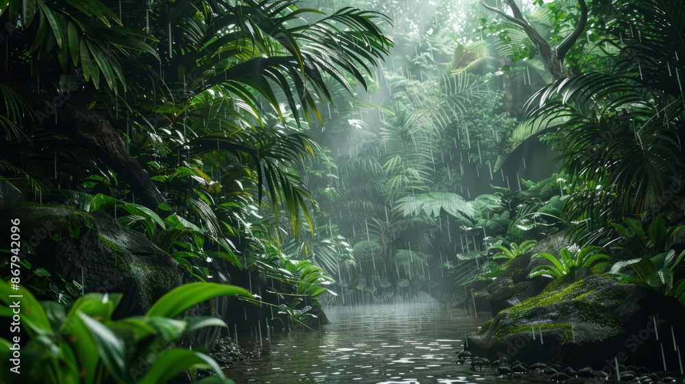 Fototapeta premium Exploring a Lush Rainforest
