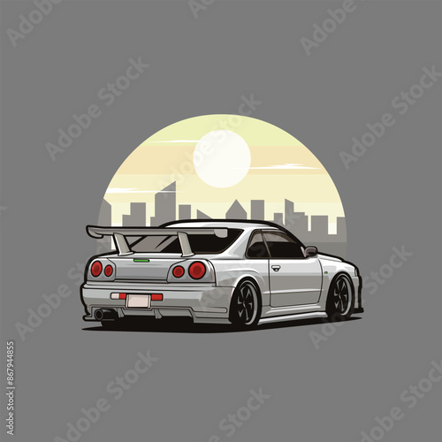 Vector art illustration of jdm car, japanese sport car. Best for automotive tshirt design