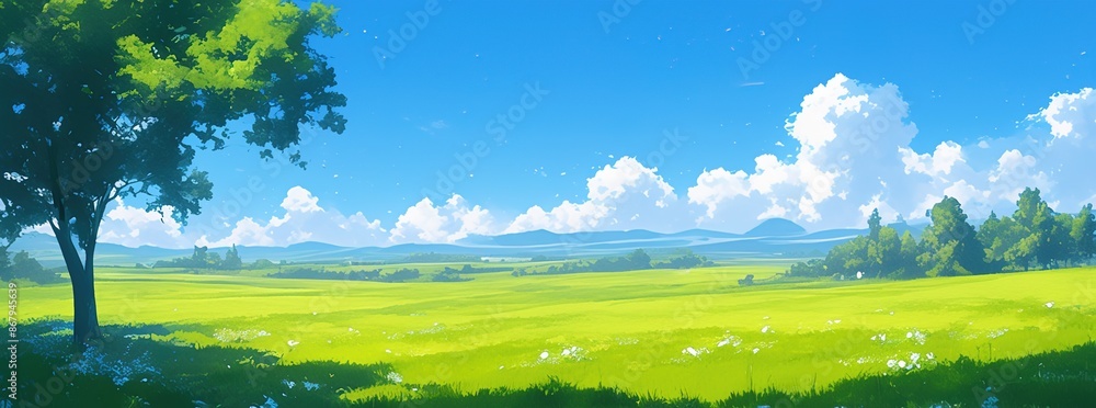 Pixelated artwork depicting a verdant meadow with fluffy clouds set against a vivid blue sky, ideal for creating a serene setting reminiscent of a vintage video game landscape. Pixelated artwork depicting a verdant meadow with fluffy clouds set against a vivid blue sky, ideal for creating a serene setting reminiscent of a vintage video game landscape.