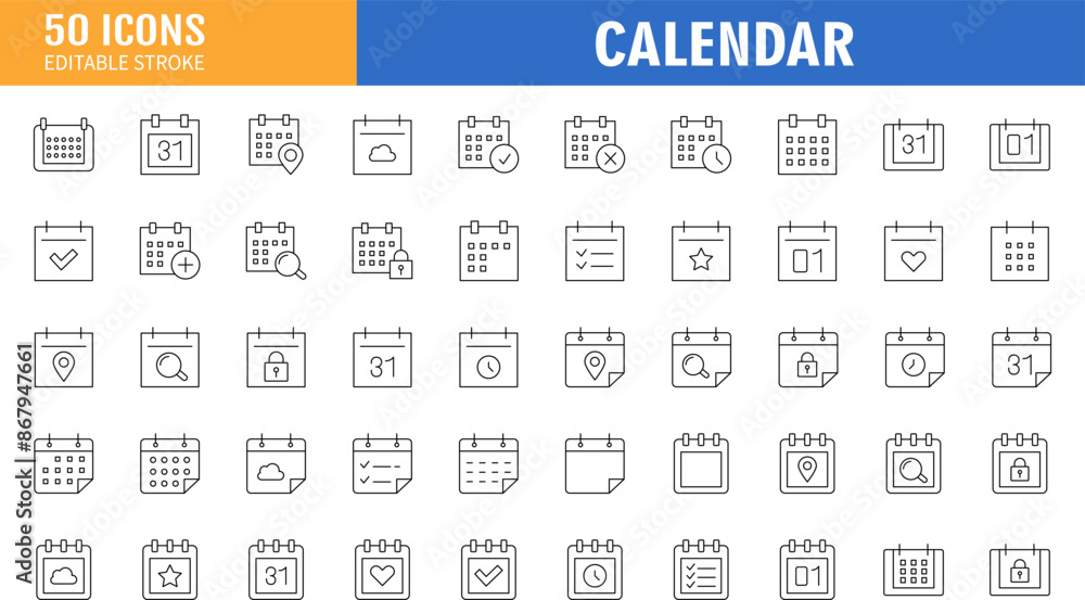 Calendar Icon collection. Set of calendar symbols. Meeting Deadlines icon. Time management .Appointment schedule line icon Calendar Icon collection. Set of calendar symbols. Meeting Deadlines icon. Time management .Appointment schedule line icon