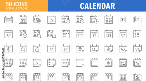 Calendar Icon collection. Set of calendar symbols. Meeting Deadlines icon. Time management .Appointment schedule line icon