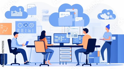 IT professionals setting up a cloud server environment in an office --ar 16:9 Job ID: c5f11458-fc2e-4a90-b872-8d9d35b127ce