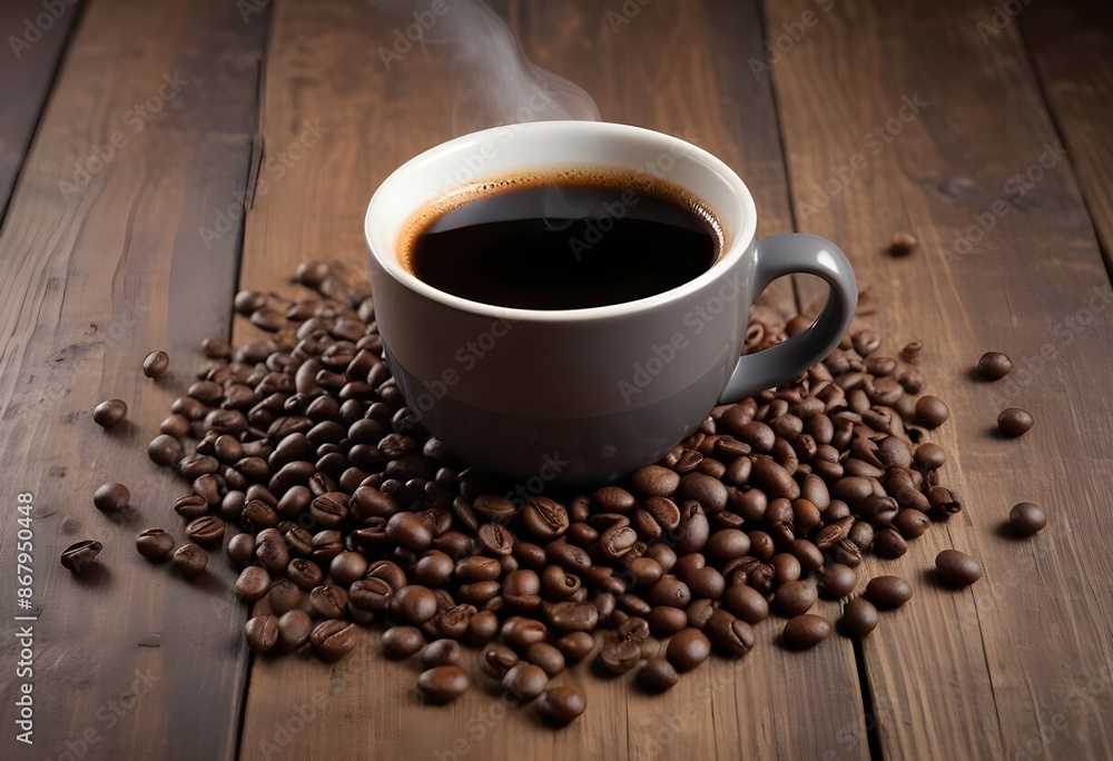 cup of coffee with bean cup of coffee with bean