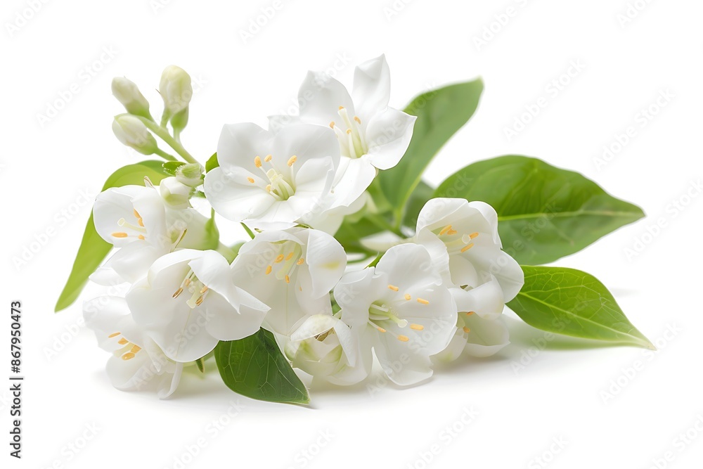 Fototapeta premium White Jasmine Isolated on White Background. Beautiful Jasmine Flower