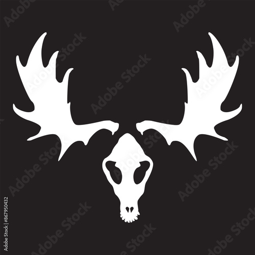 Wendigo vector horror background with coyote and moose antlers