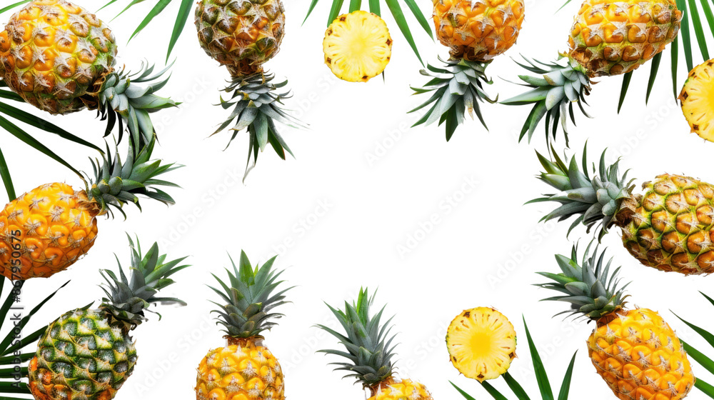 Pineapple frame on transparent background Pineapple frame on transparent background