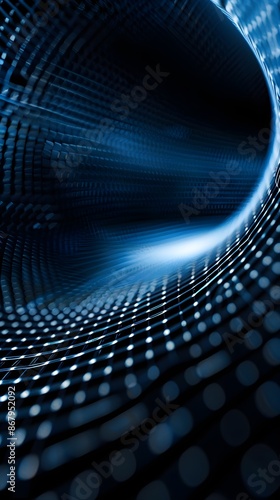 Blue parallel curved lines on a black background represent the abstract background