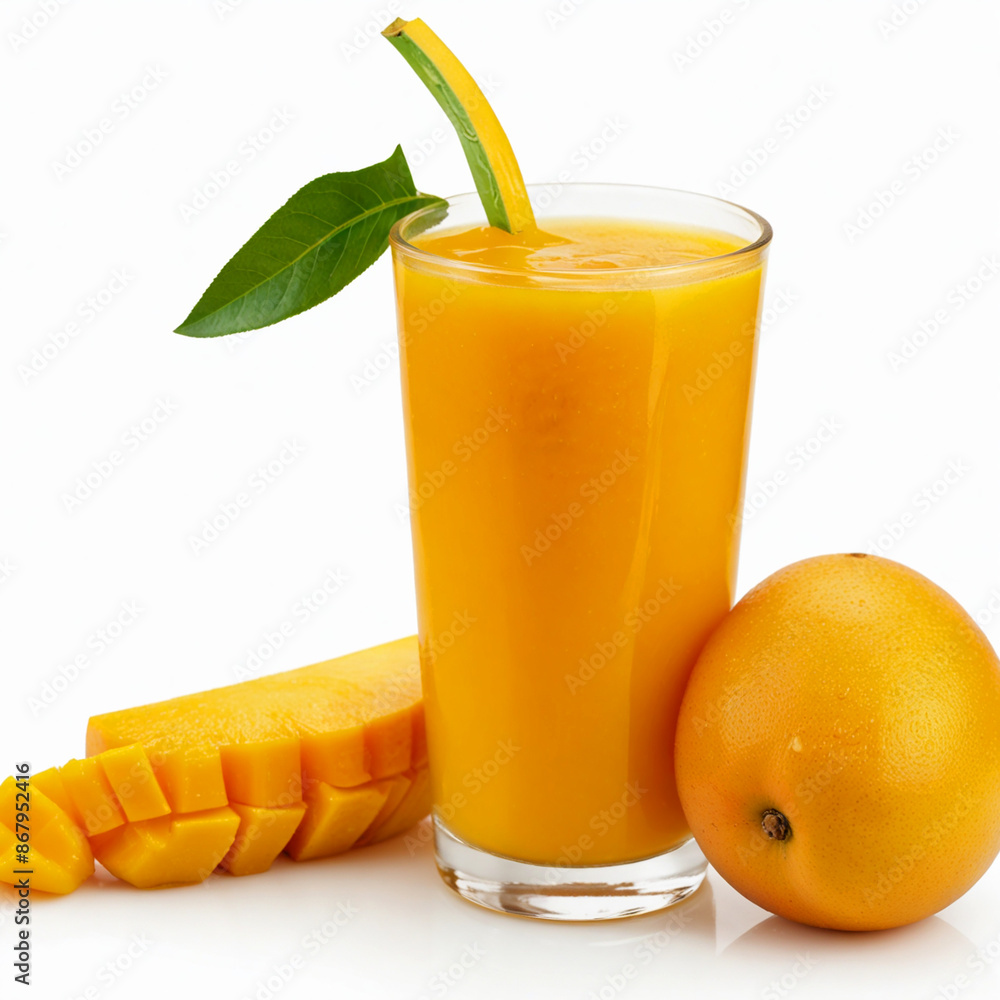 Mango juice over white background Mango juice over white background
